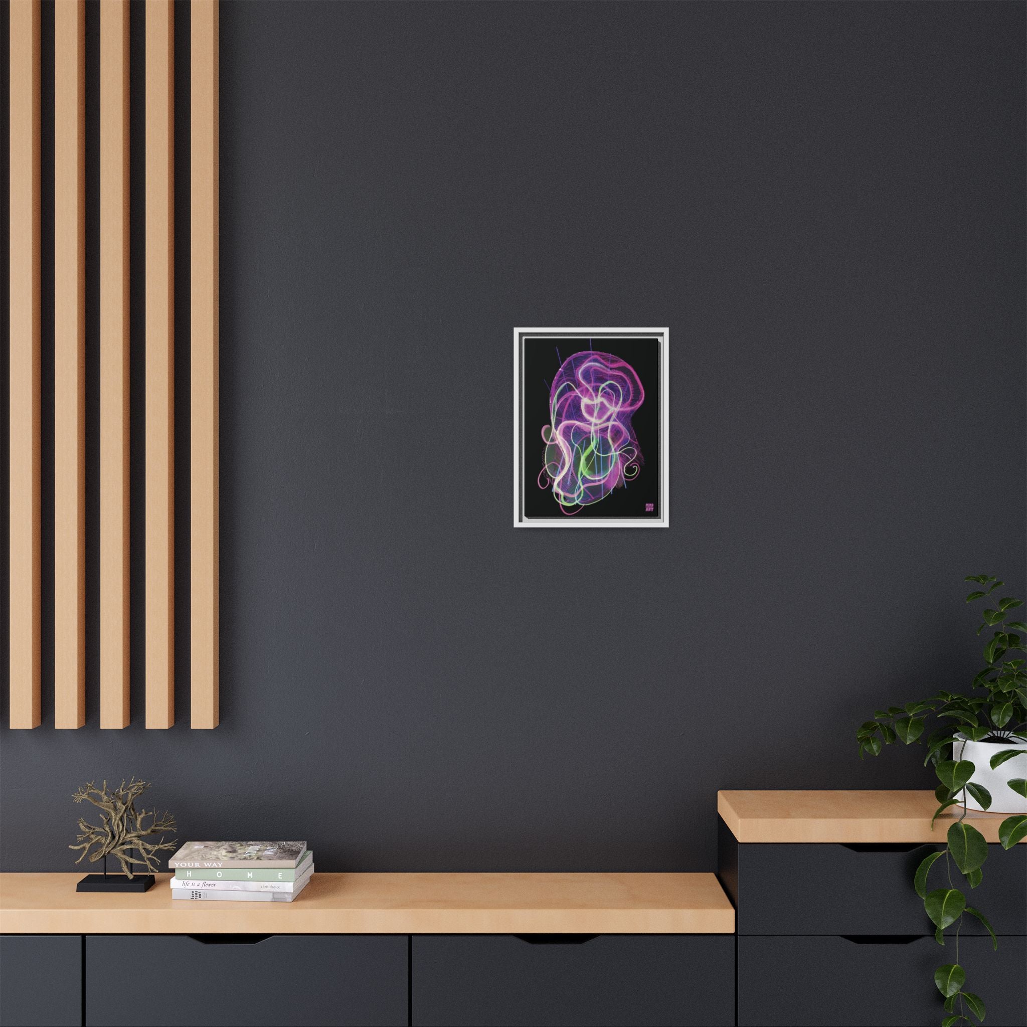 Davy Jones (Electric Pink, Black Background) Matte Canvas, Framed