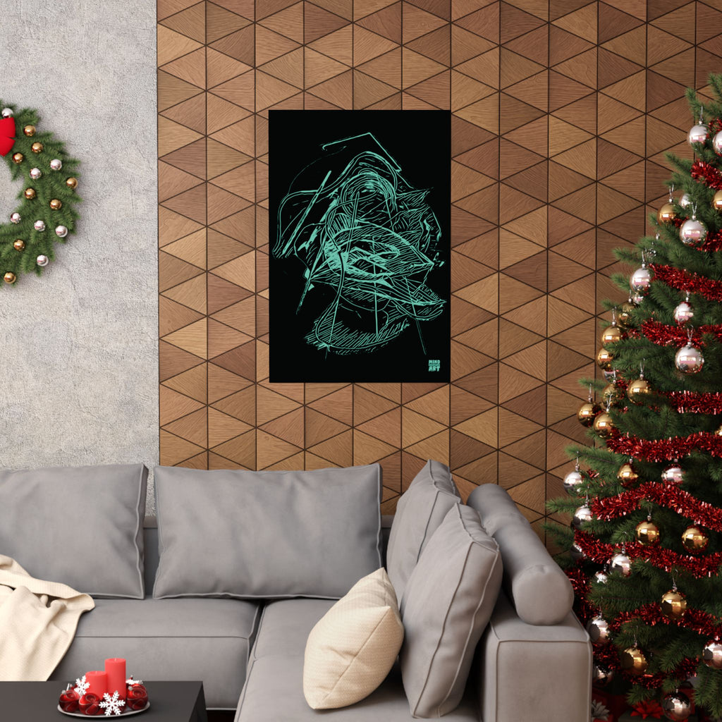 Dive Reflex (Teal, Black Background) Fine Art Poster