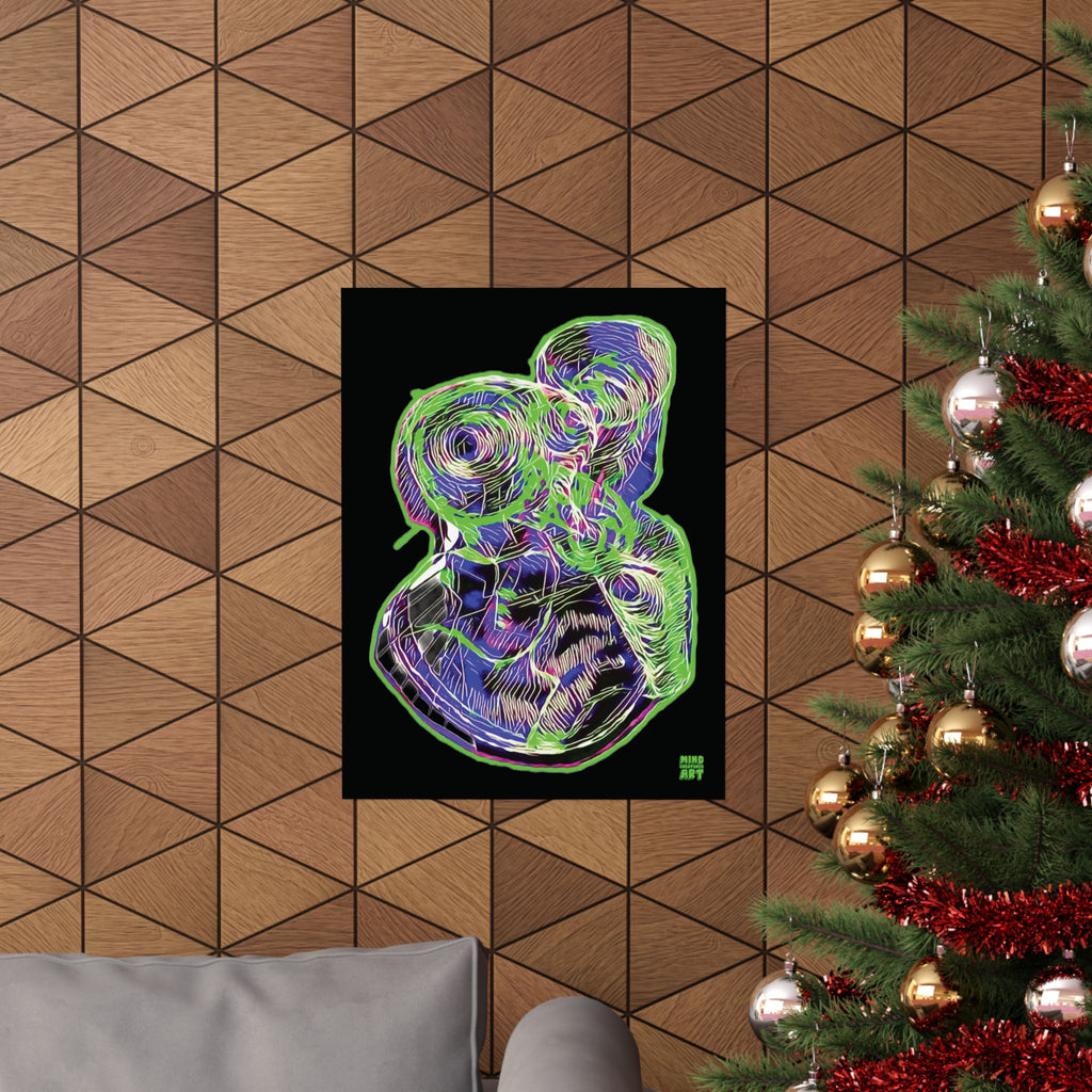Curiosity (Electric Green, Black Background) Matte Poster