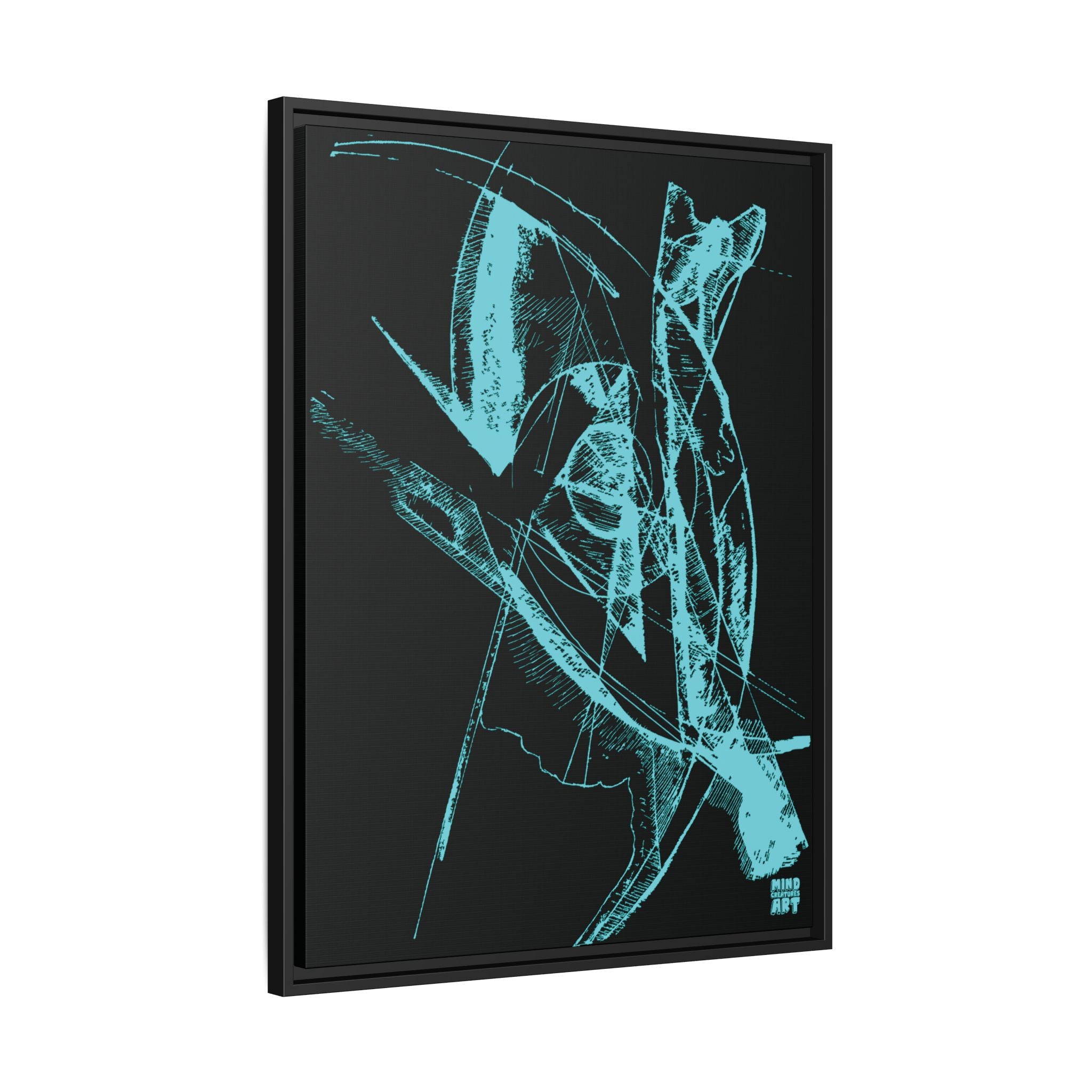 Watching (Aqua, Black Background) Matte Canvas, Framed