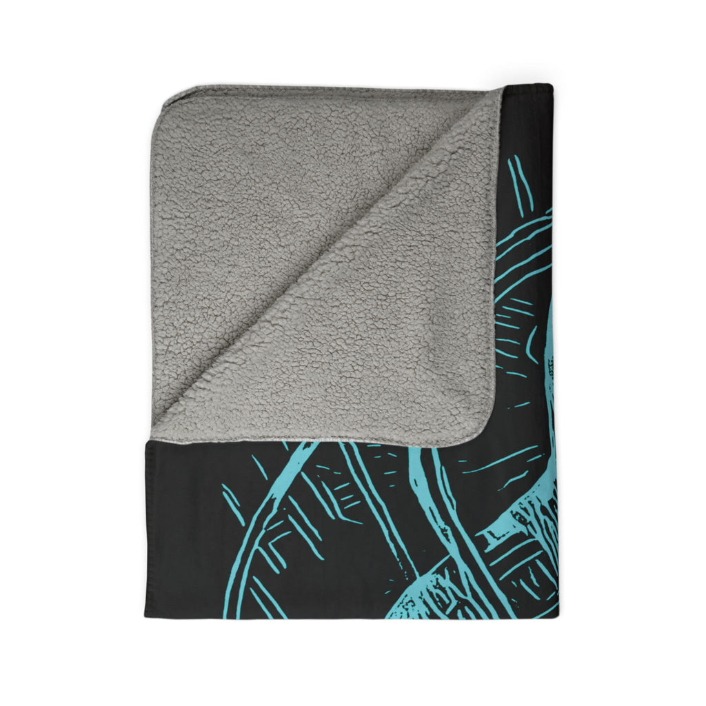 Jelly Jam (Aqua, Black Background) Fleece Sherpa Blanket