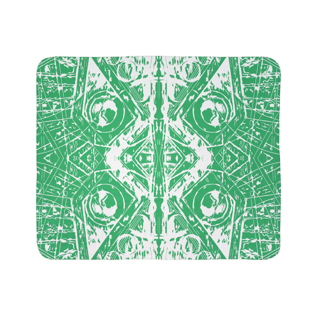 Love (White, Mirror, Green Background) Fleece Sherpa Blanket