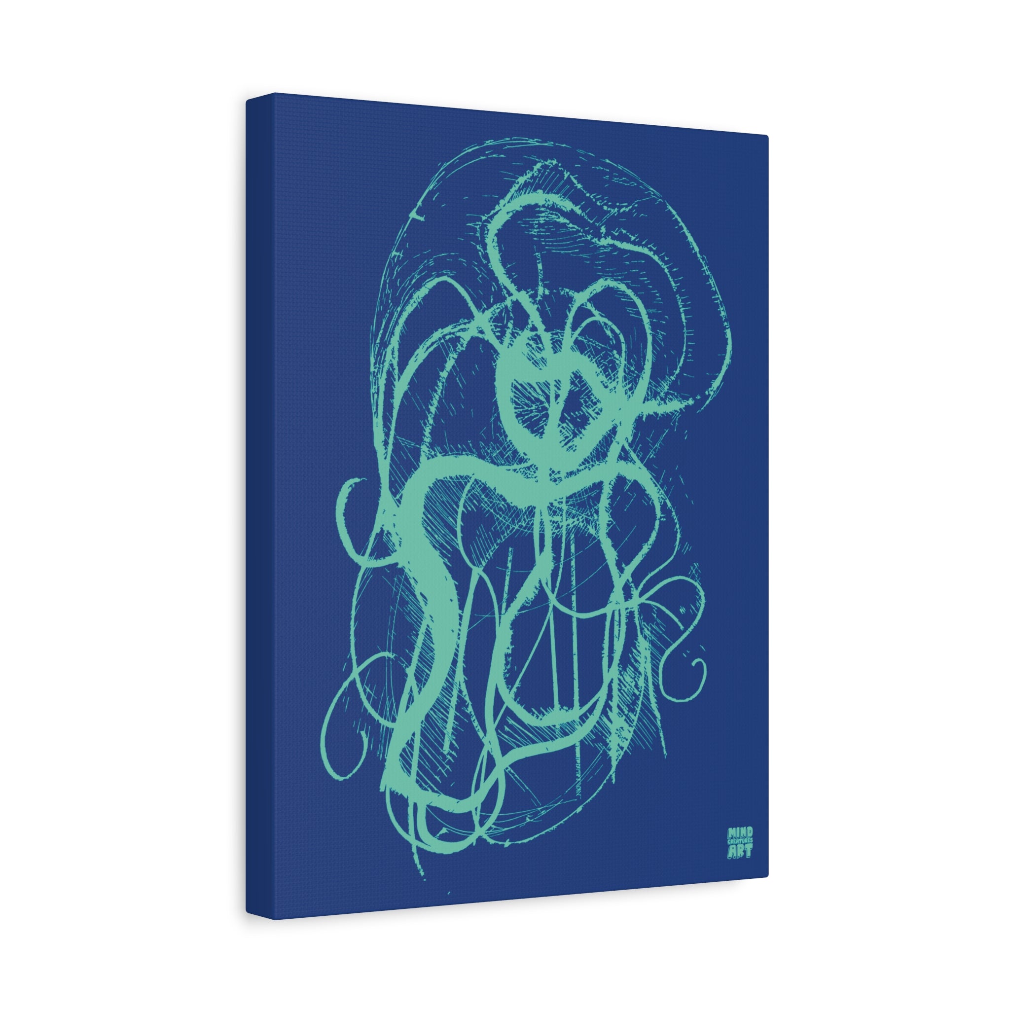 Davy Jones (Teal, Dark Blue Background) Matte Canvas, Stretched, 1.25"