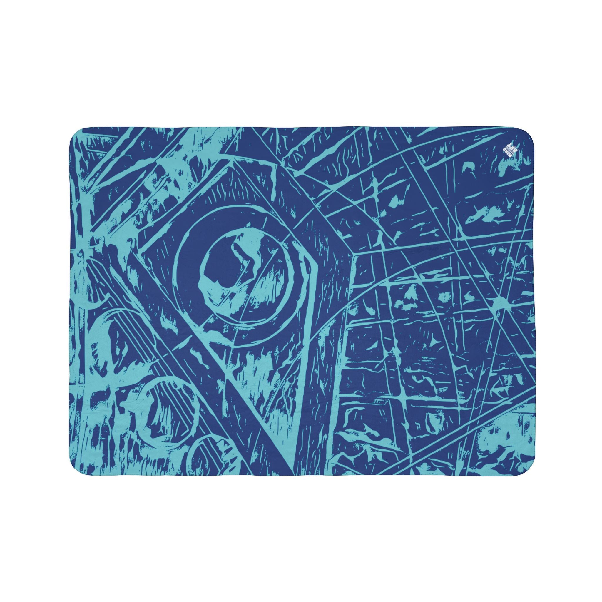 Love (Aqua, Dark Blue Background) Fleece Sherpa Blanket