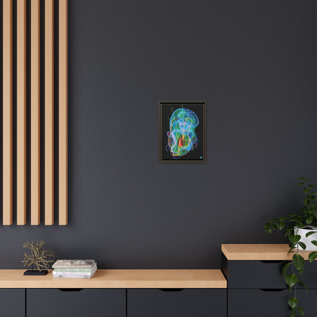 Davy Jones (Electric Blue & Green, Black Background) Matte Canvas, Framed