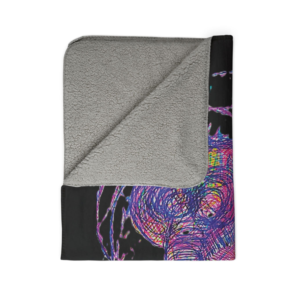 Spiraling (Black Background) Fleece Sherpa Blanket