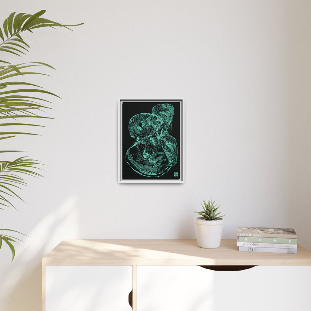 Curiosity (Teal, Black Background) Matte Canvas, Framed