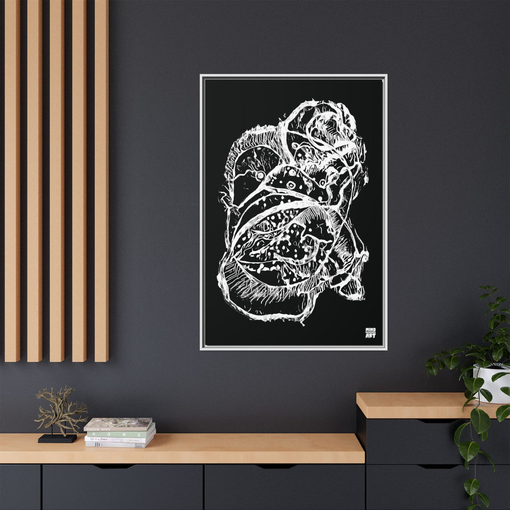 Exploration (White, Black Background) Matte Canvas, Framed