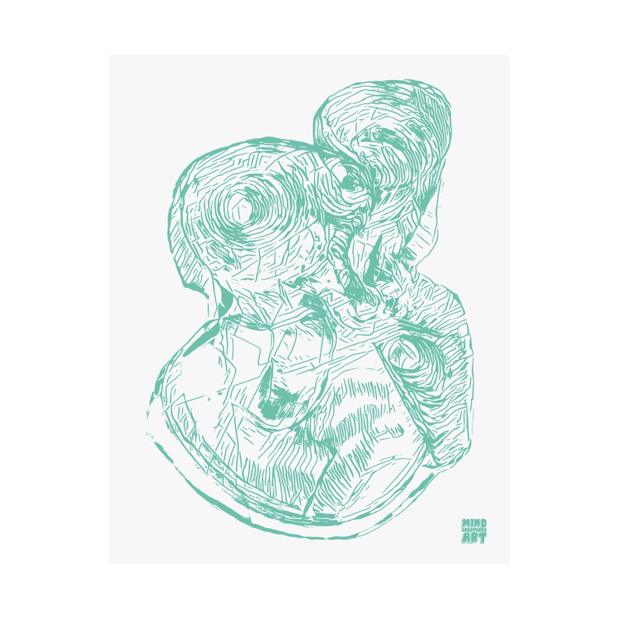 Curiosity (Teal, White Background) Matte Poster