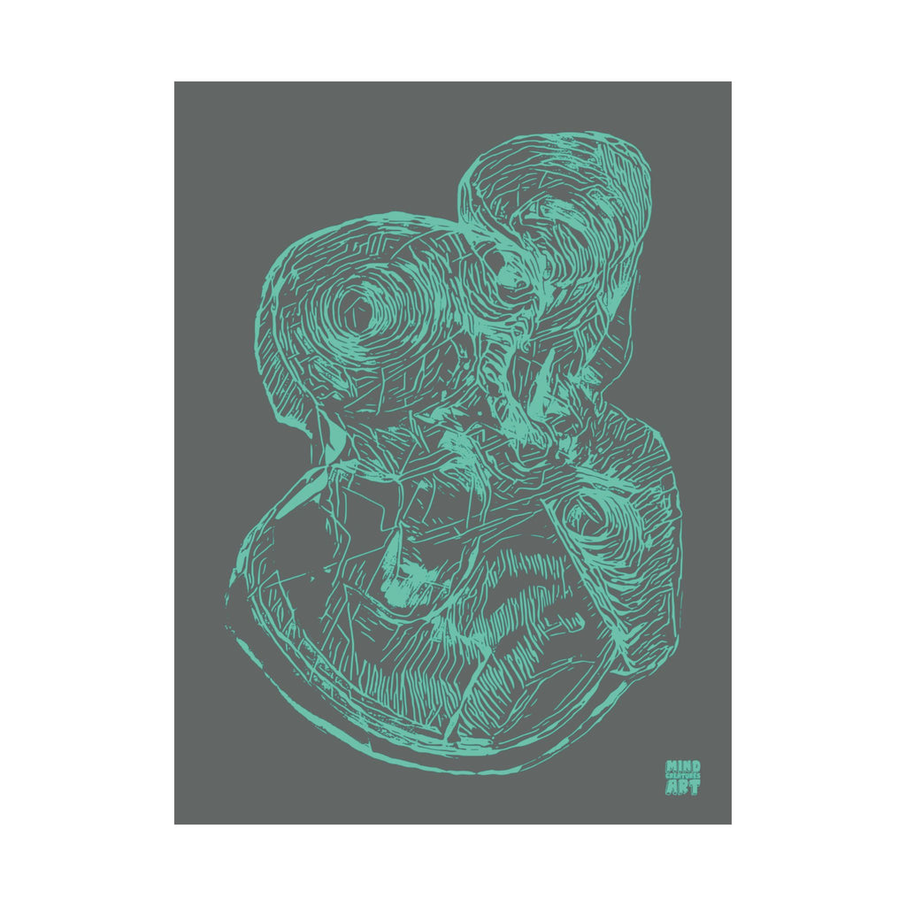 Curiosity (Teal, Dark Gray Background) Matte Poster
