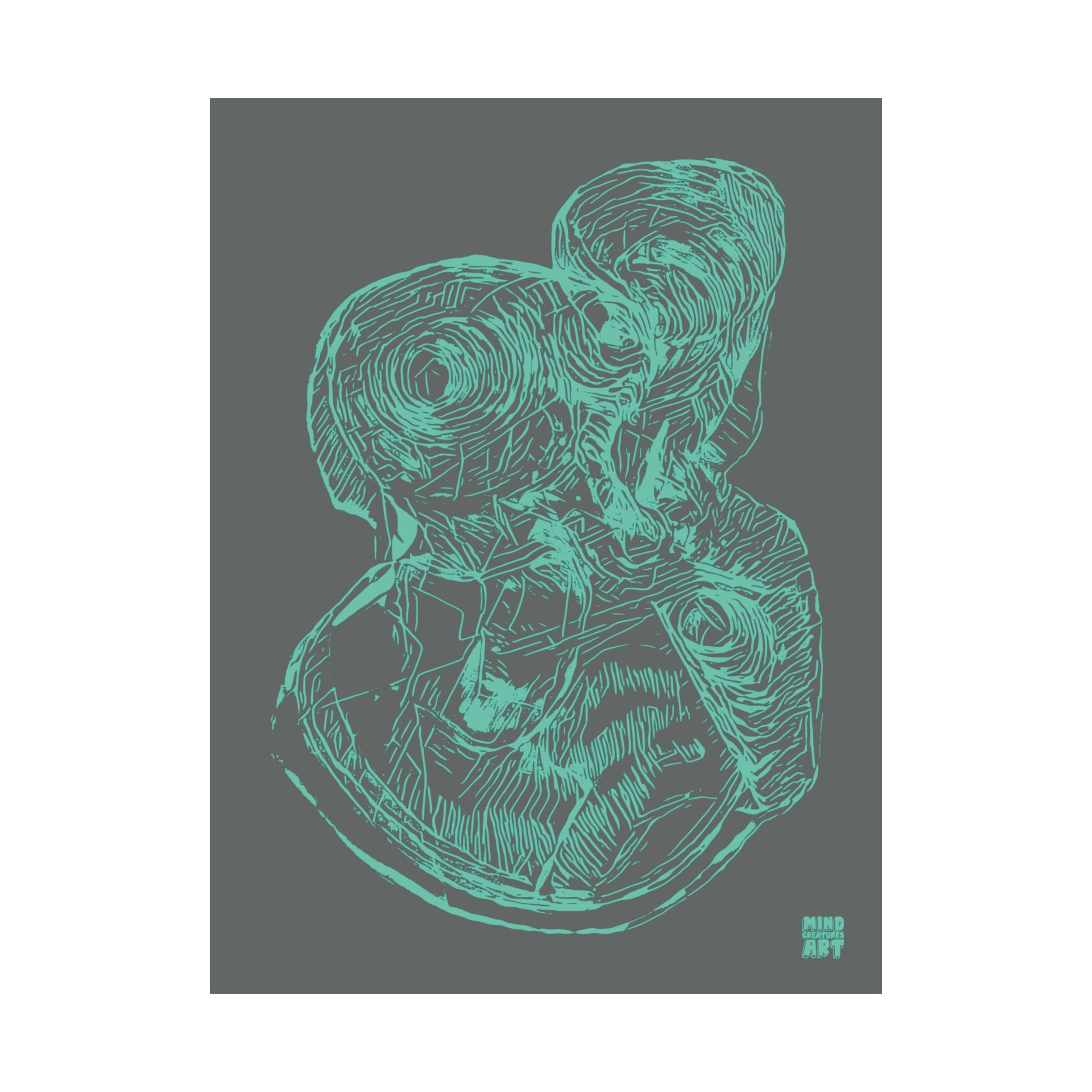 Curiosity (Teal, Dark Gray Background) Matte Poster
