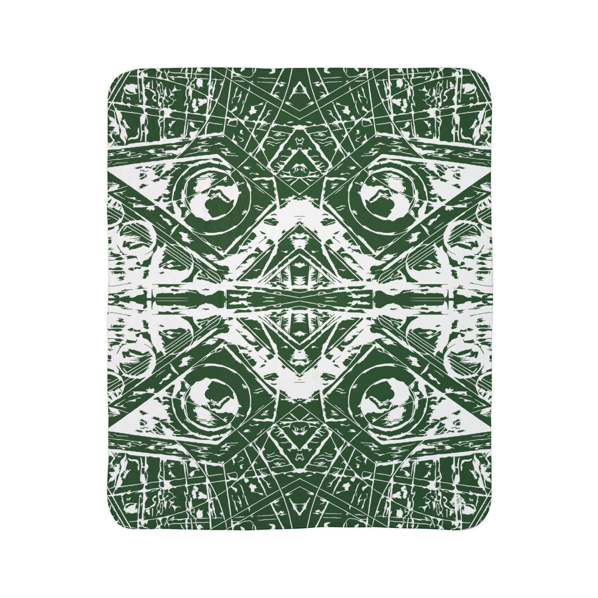 Love (White, Mirror, Dark Green Background) Fleece Sherpa Blanket