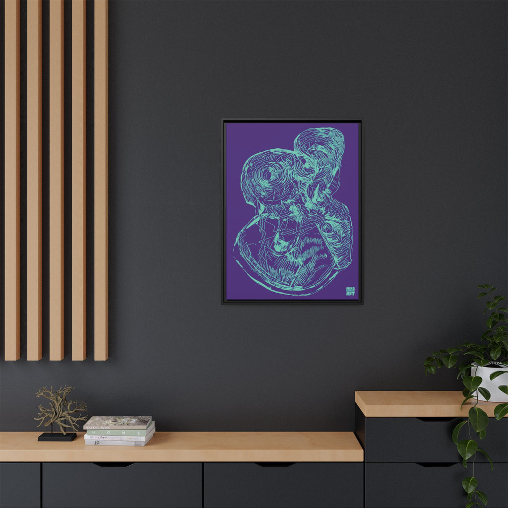Curiosity (Teal, Purple Background) Matte Canvas, Framed