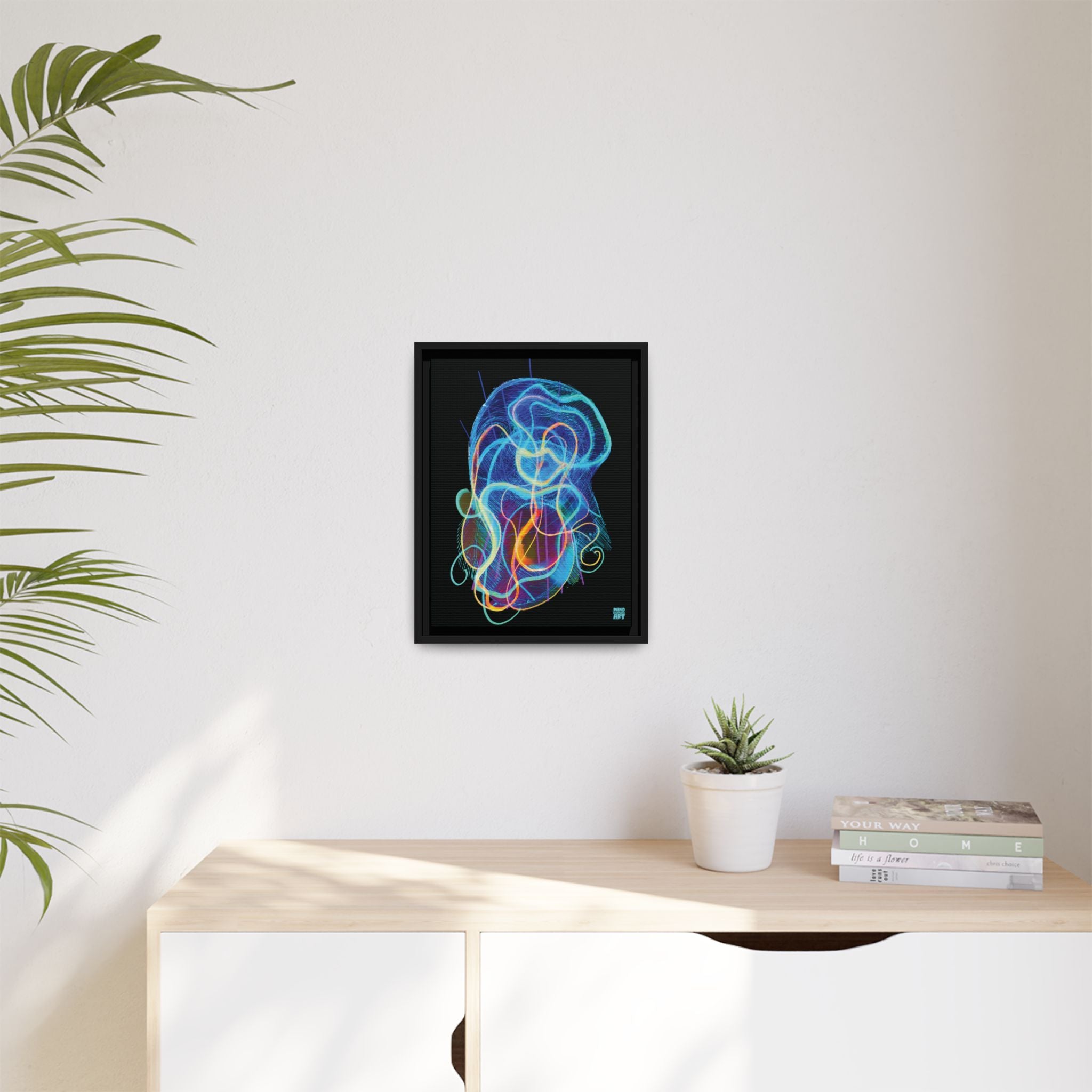 Davy Jones (Electric Blue, Black Background) Matte Canvas, Framed