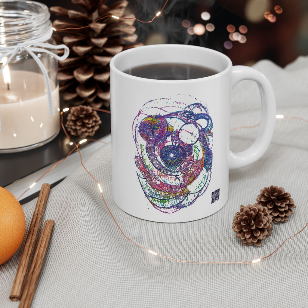 Spiraling White Ceramic Mug, (11oz, 15oz)