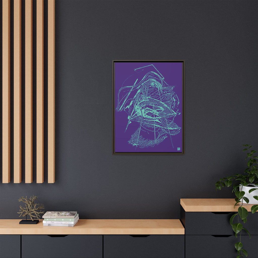 Dive Reflex (Teal, Purple Background) Matte Canvas, Framed