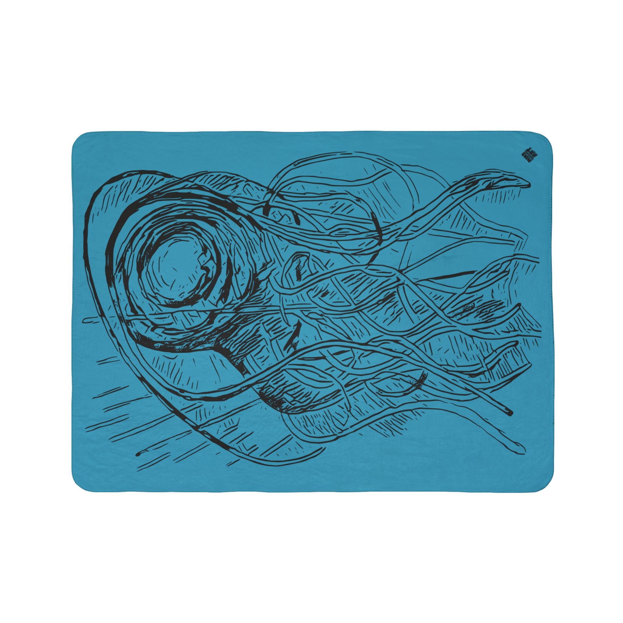 Jelly Jam (Black, Turquoise Background) Fleece Sherpa Blanket