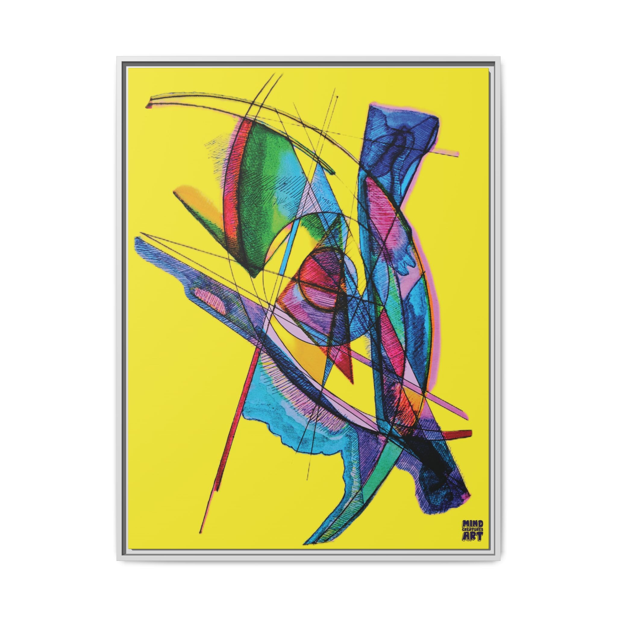 Watching (Yellow Background) Matte Canvas, Framed