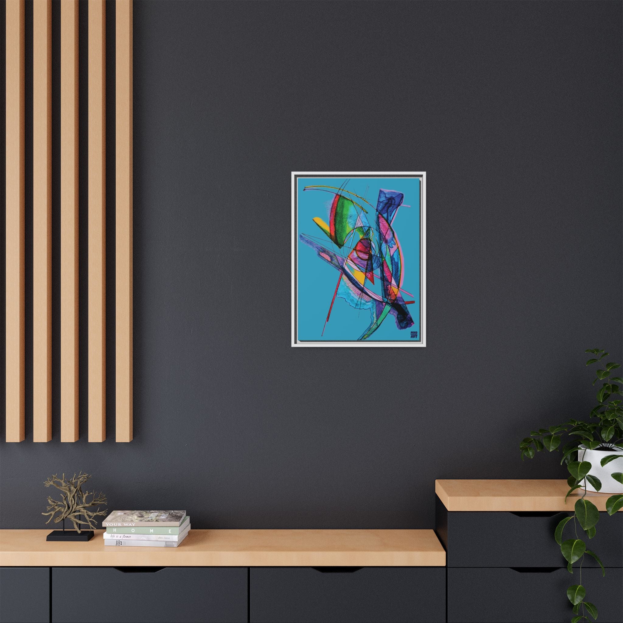 Watching (Turquoise Background) Matte Canvas, Framed
