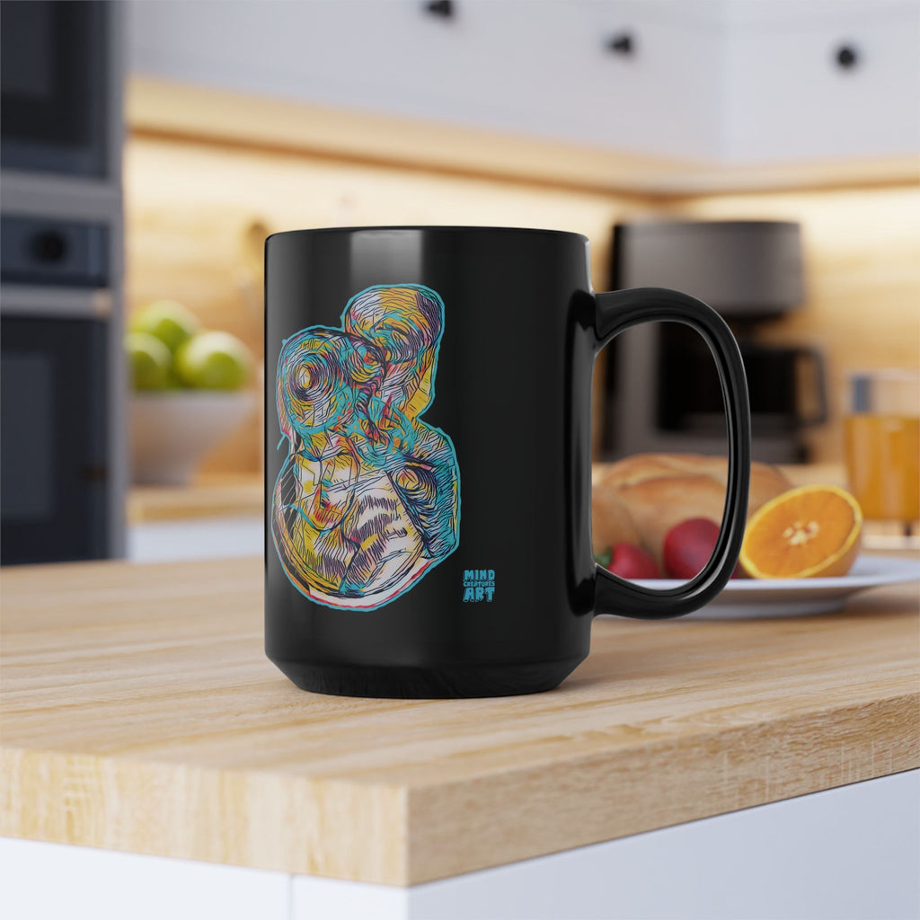 Curiosity (Teal) Black Ceramic Mug (11oz, 15oz)