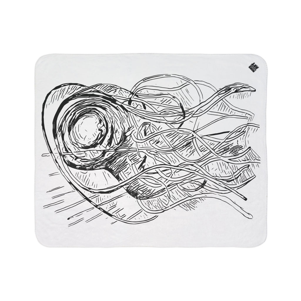 Jelly Jam (Black, White Background) Fleece Sherpa Blanket