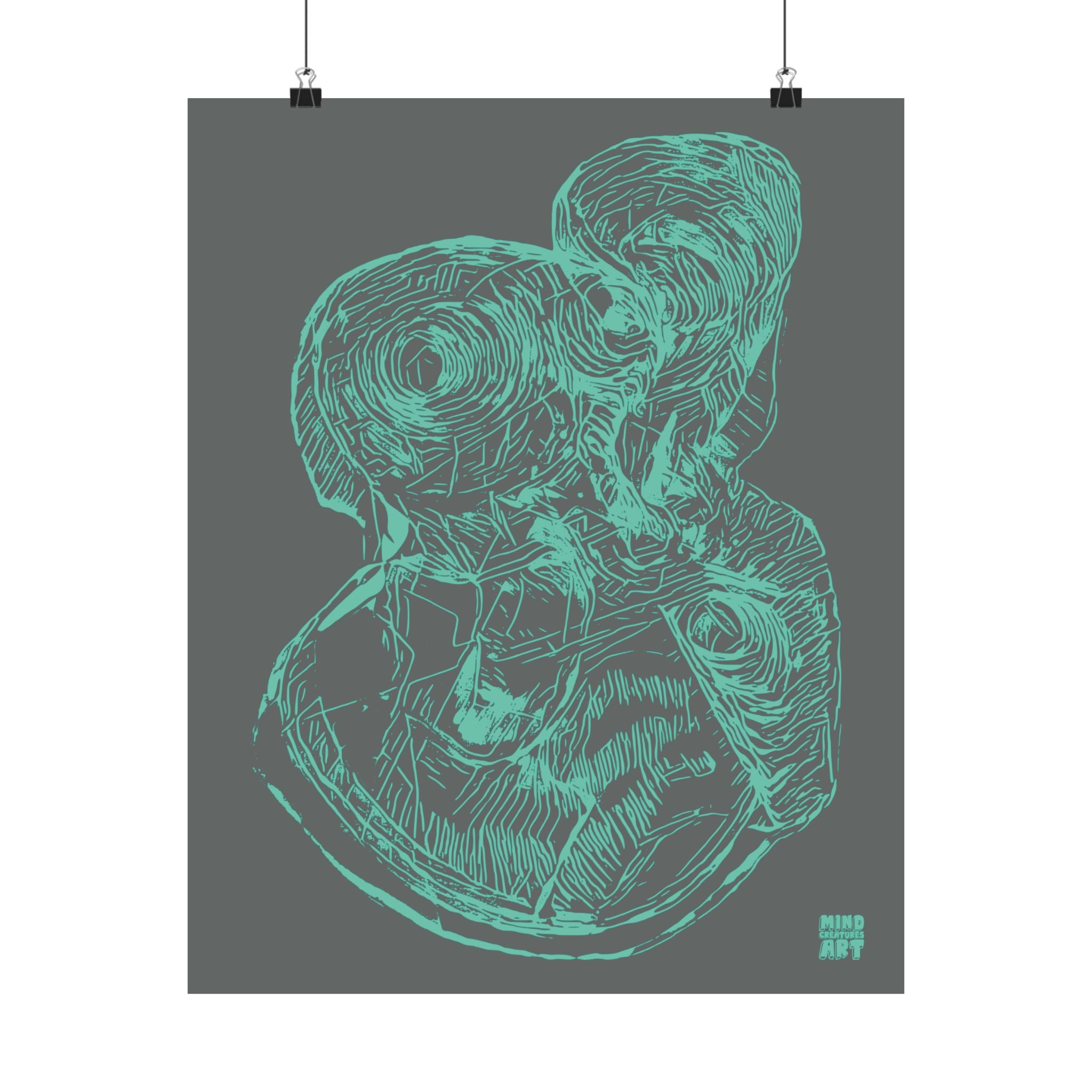 Curiosity (Teal, Dark Gray Background) Matte Poster
