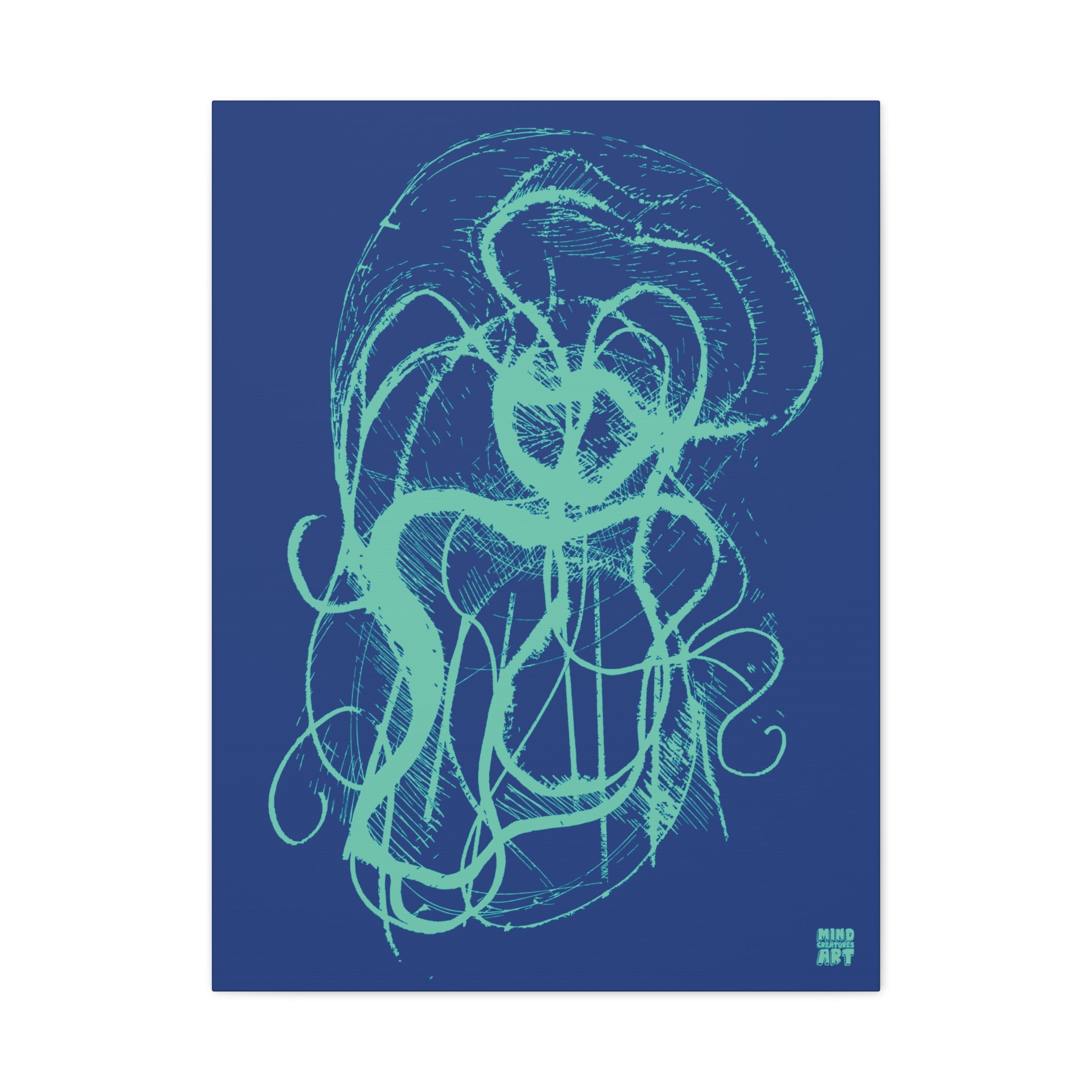 Davy Jones (Teal, Dark Blue Background) Matte Canvas, Stretched, 1.25"