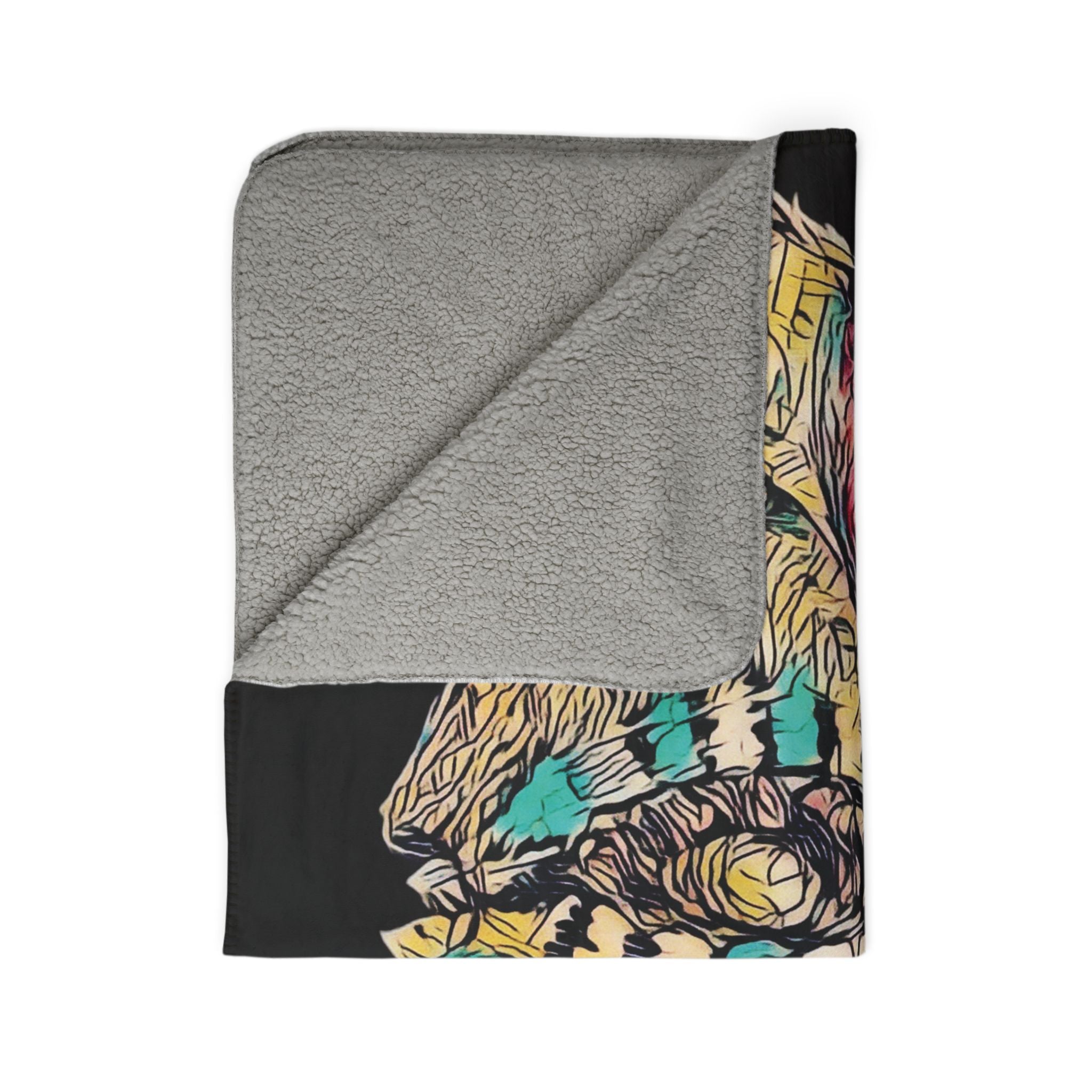 Hypnagogic (Gold, Black Background) Fleece Sherpa Blanket
