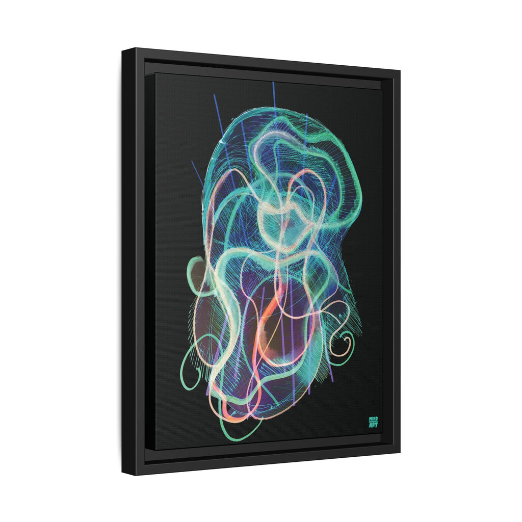 Davy Jones (Electric Teal, Black Background) Matte Canvas, Framed