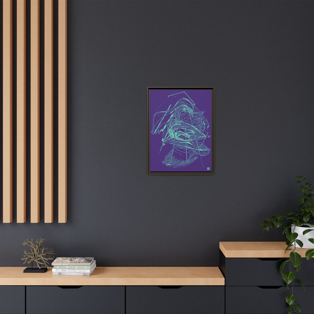 Dive Reflex (Teal, Purple Background) Matte Canvas, Framed