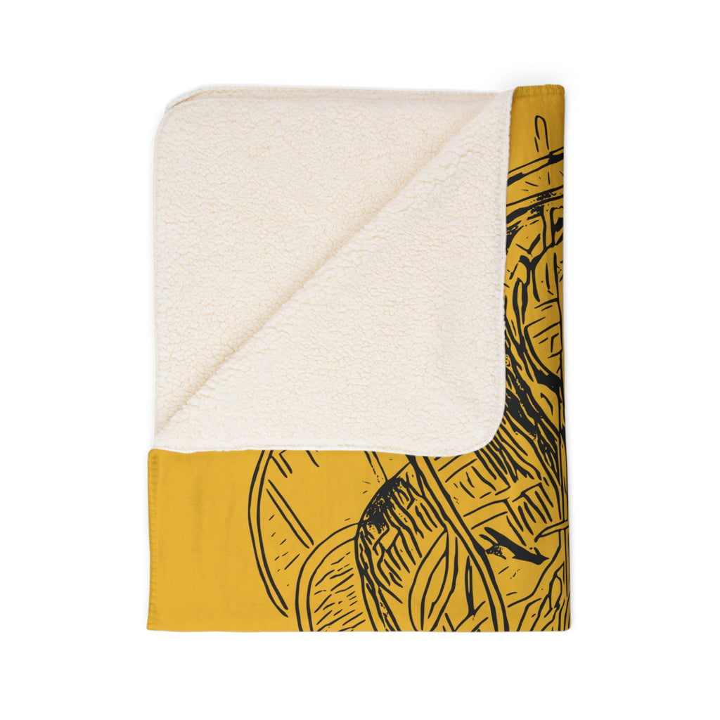 Jelly Jam (Black, Yellow Background) Fleece Sherpa Blanket