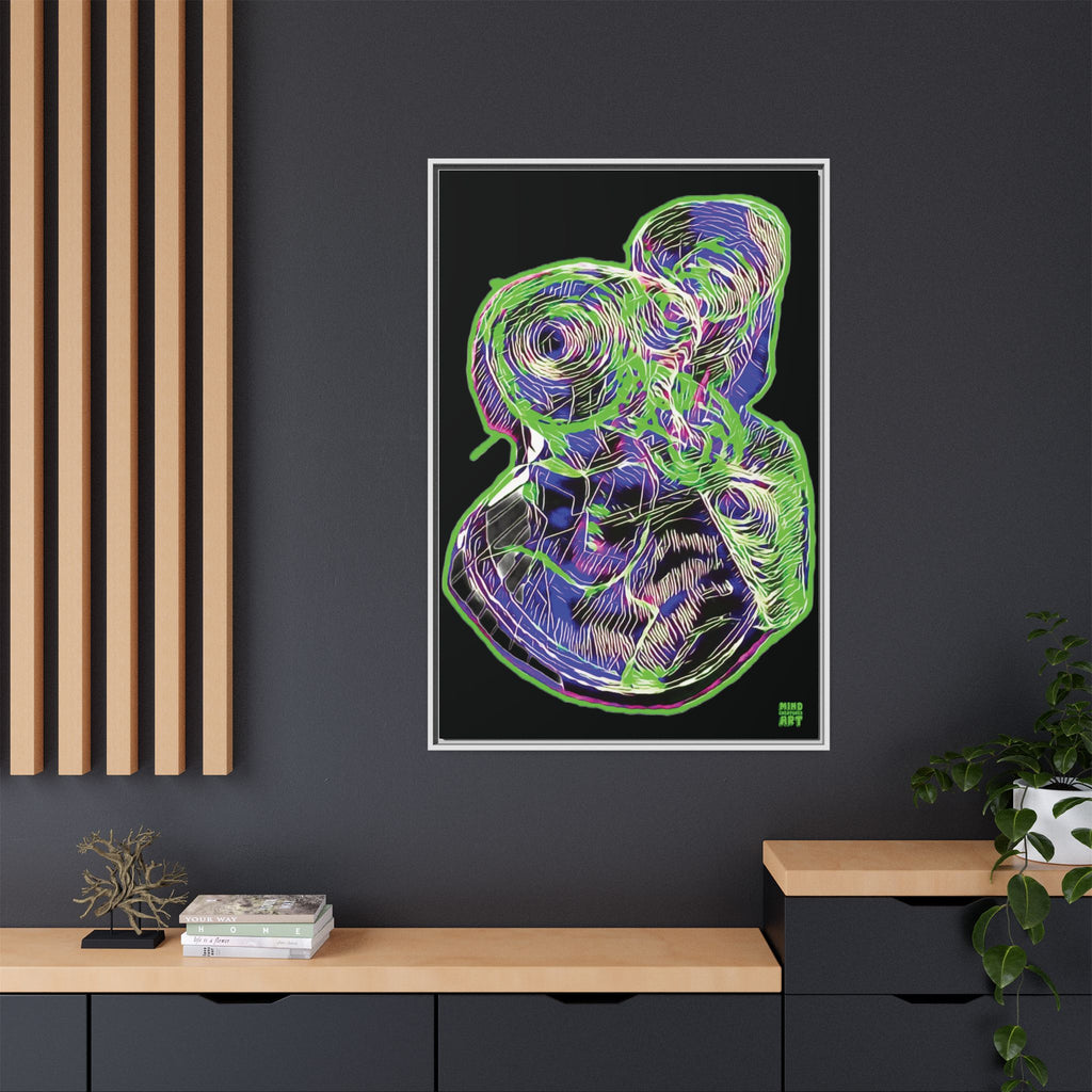 Curiosity (Electric Green, Black Background) Matte Canvas, Framed