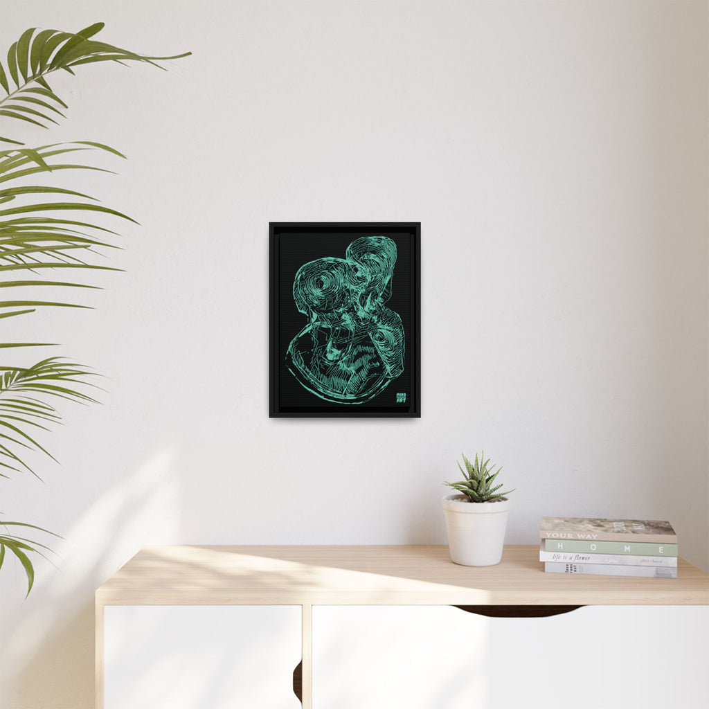 Curiosity (Teal, Black Background) Matte Canvas, Framed