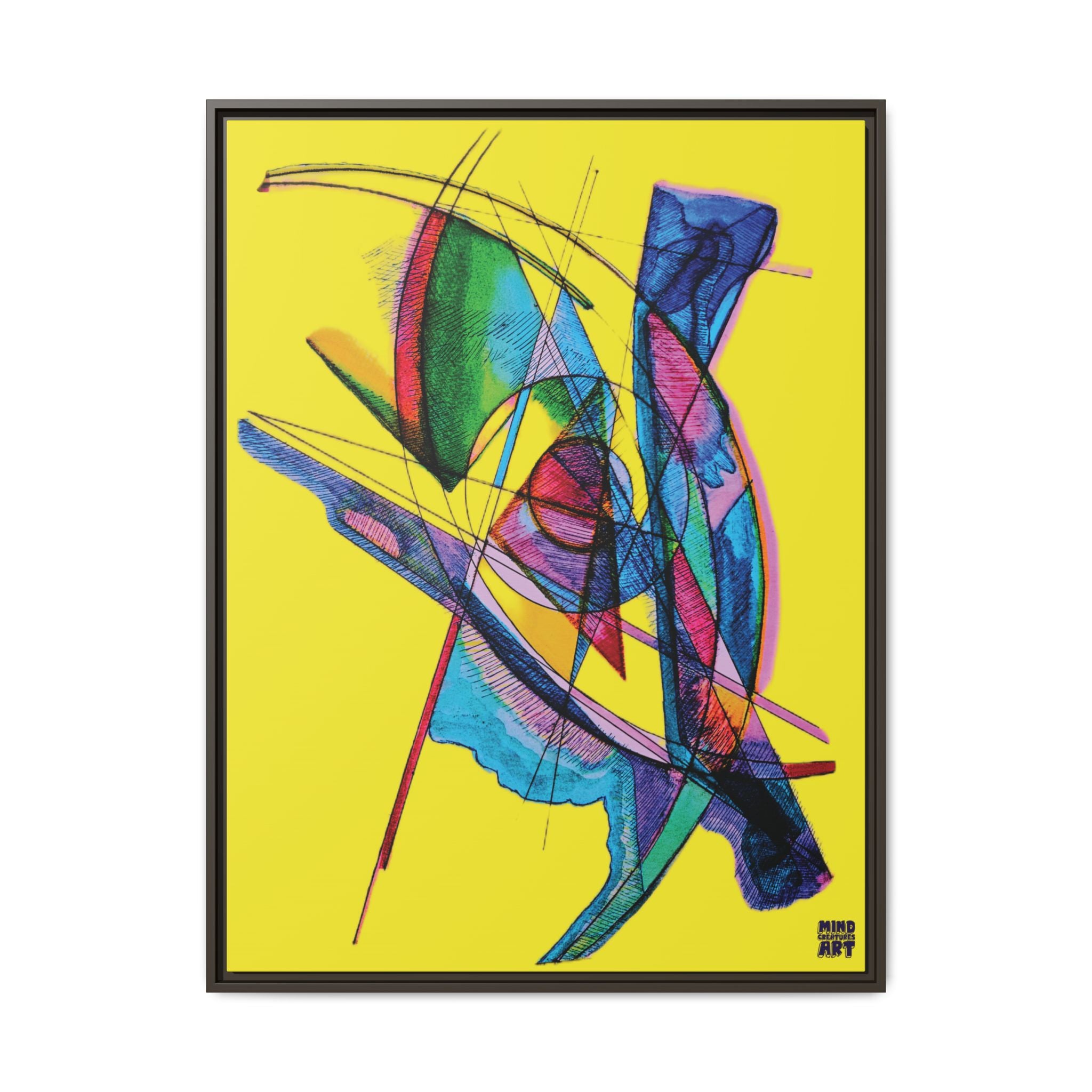 Watching (Yellow Background) Matte Canvas, Framed