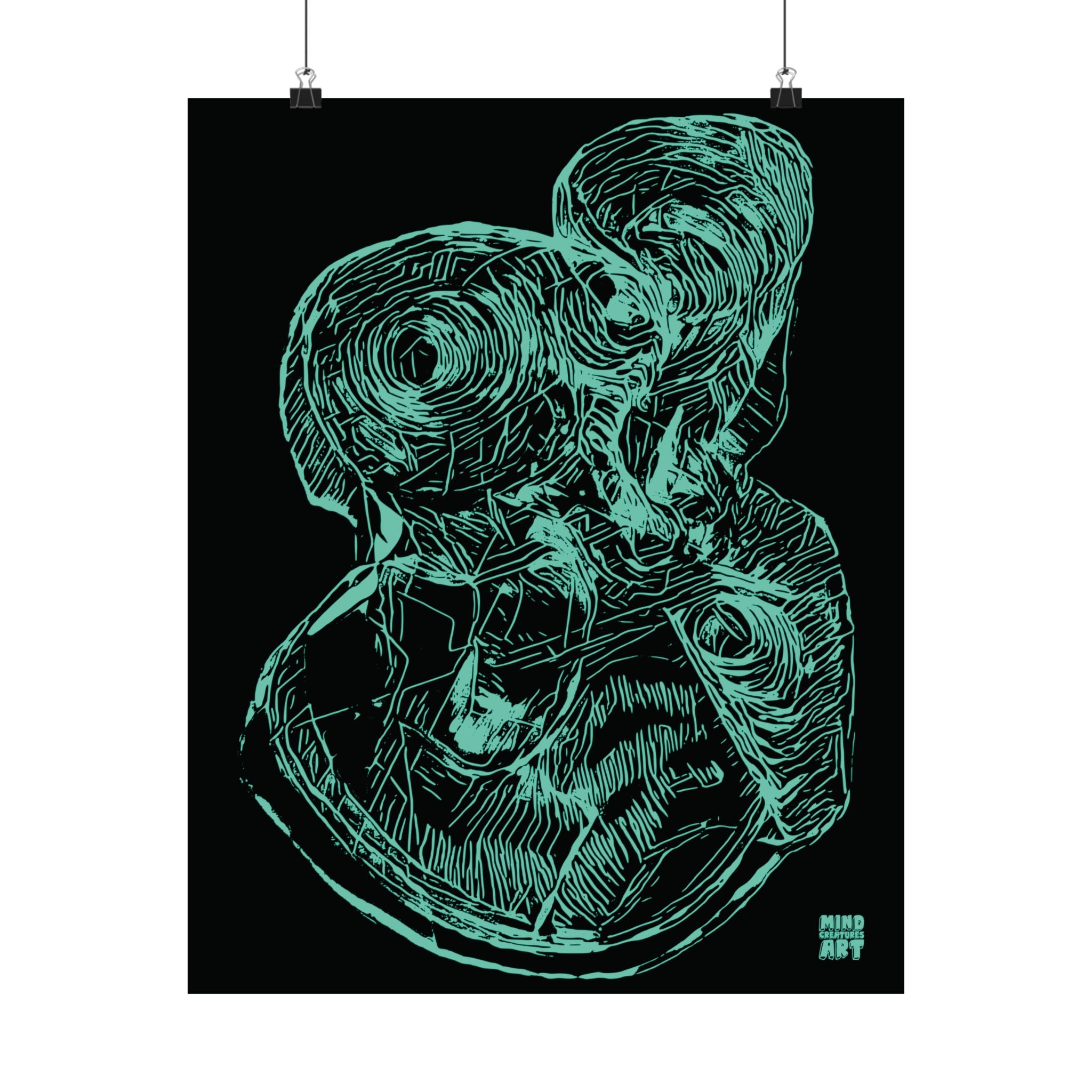 Curiosity (Teal, Black Background) Fine Art Poster