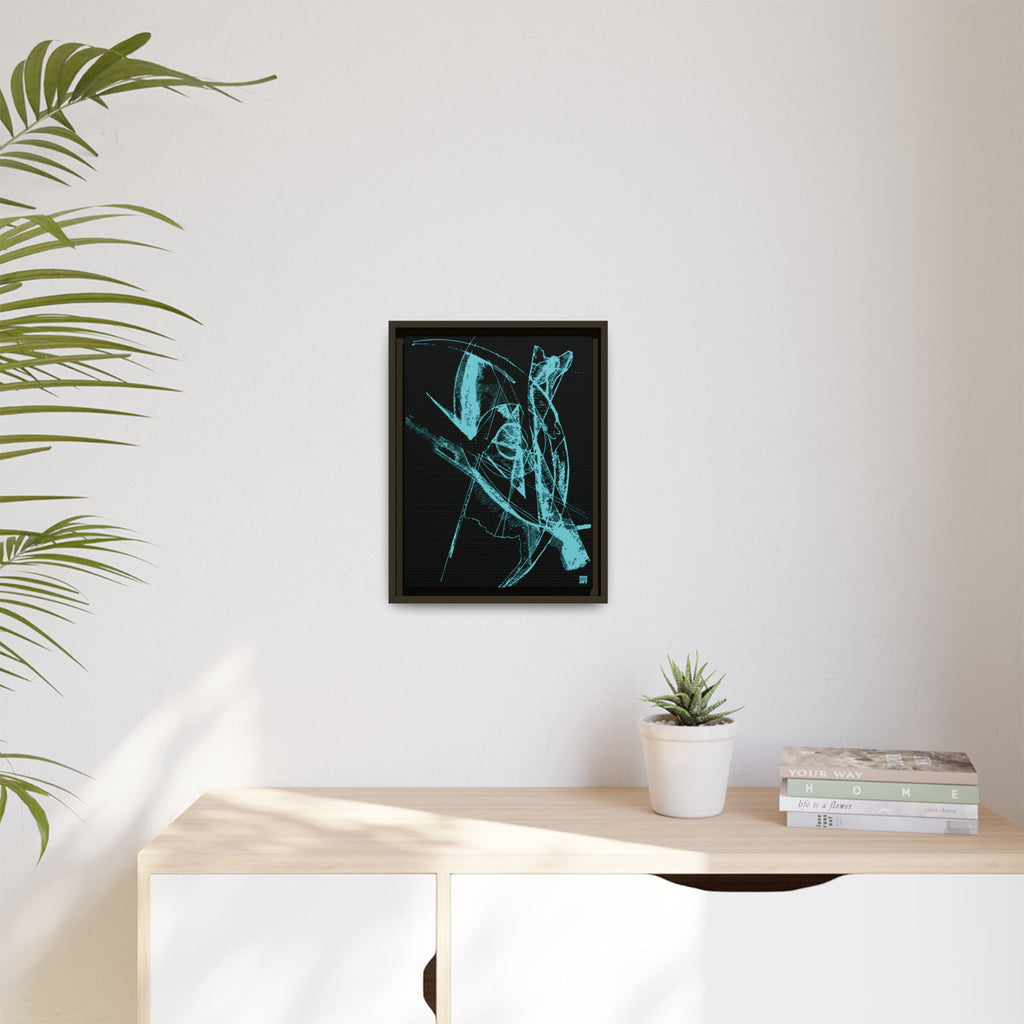 Watching (Aqua, Black Background) Matte Canvas, Framed