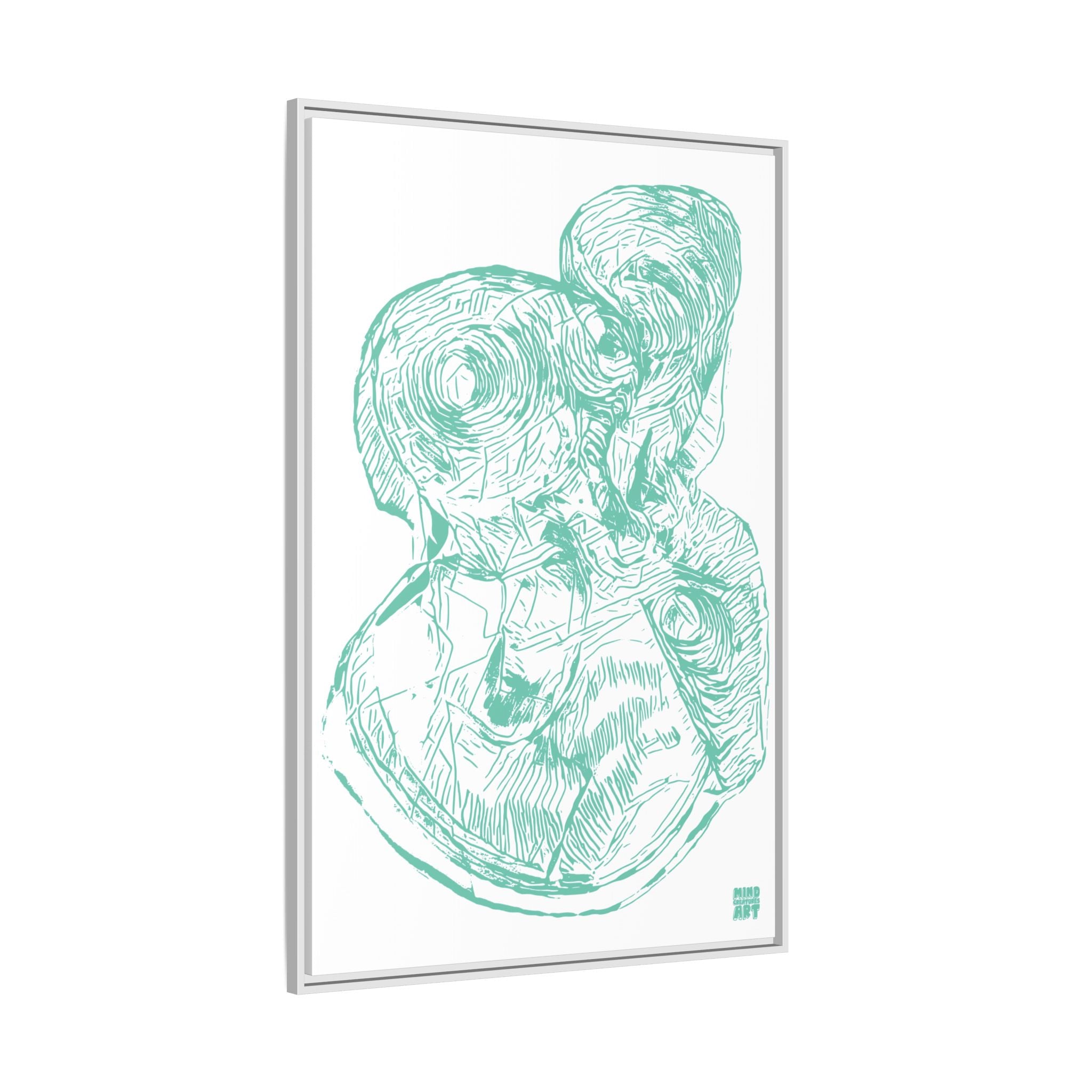 Curiosity (Teal, White Background) Matte Canvas, Framed
