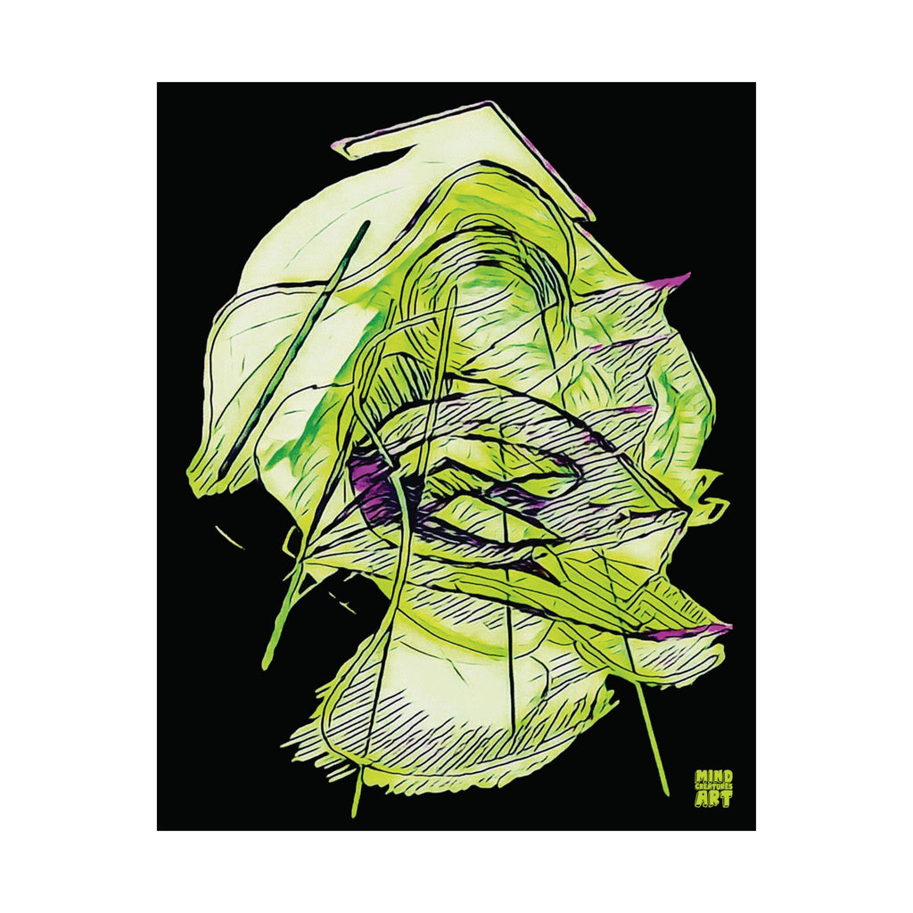 Dive Reflex (Lime, Black Background) Matte Poster