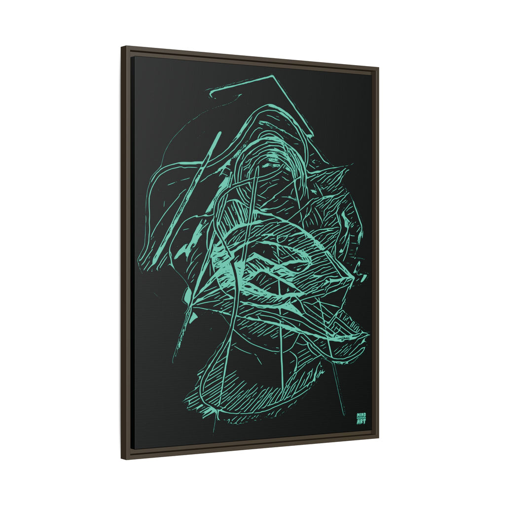 Dive Reflex (Teal, Black Background) Matte Canvas, Framed