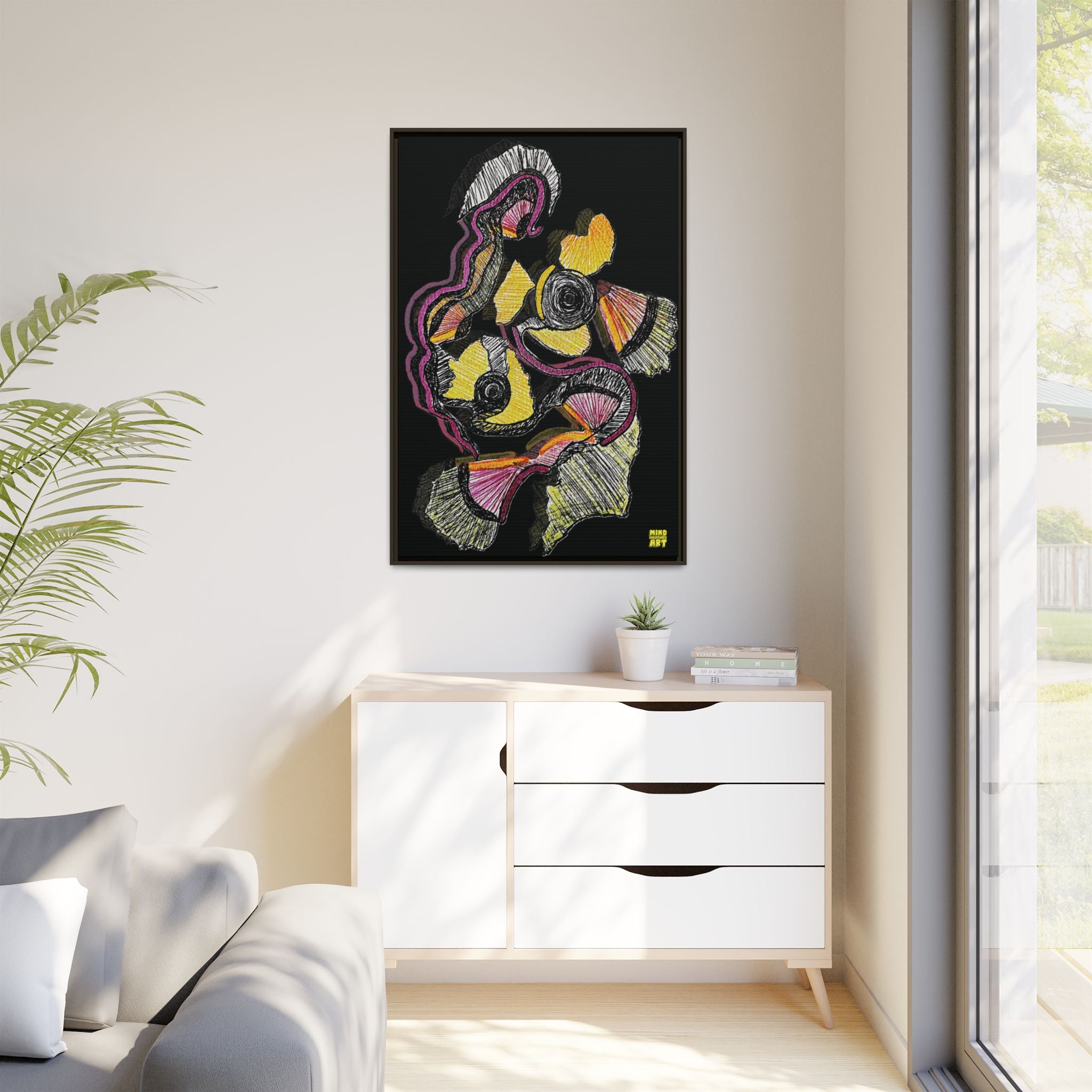 Crimson Teacher (Black Background) Matte Canvas, Framed