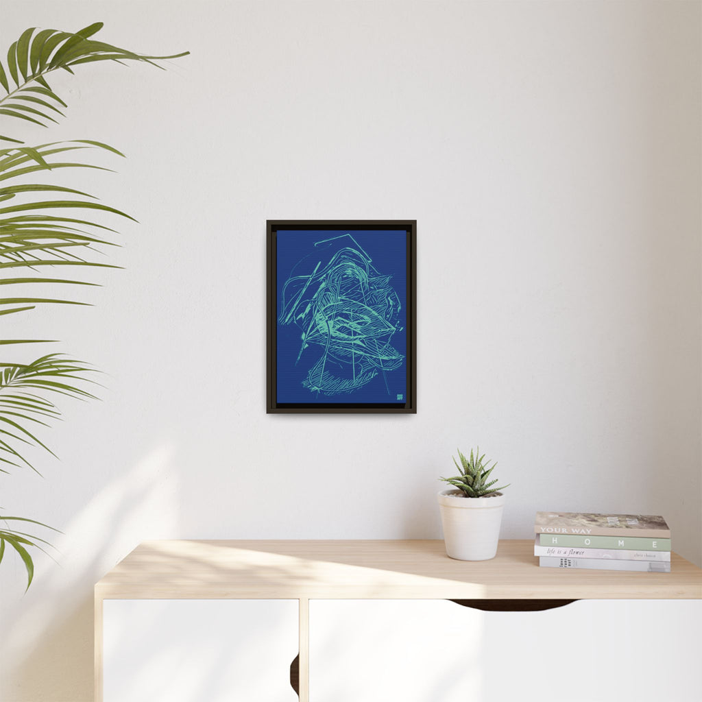 Dive Reflex (Teal, Dark Blue Background) Matte Canvas, Framed
