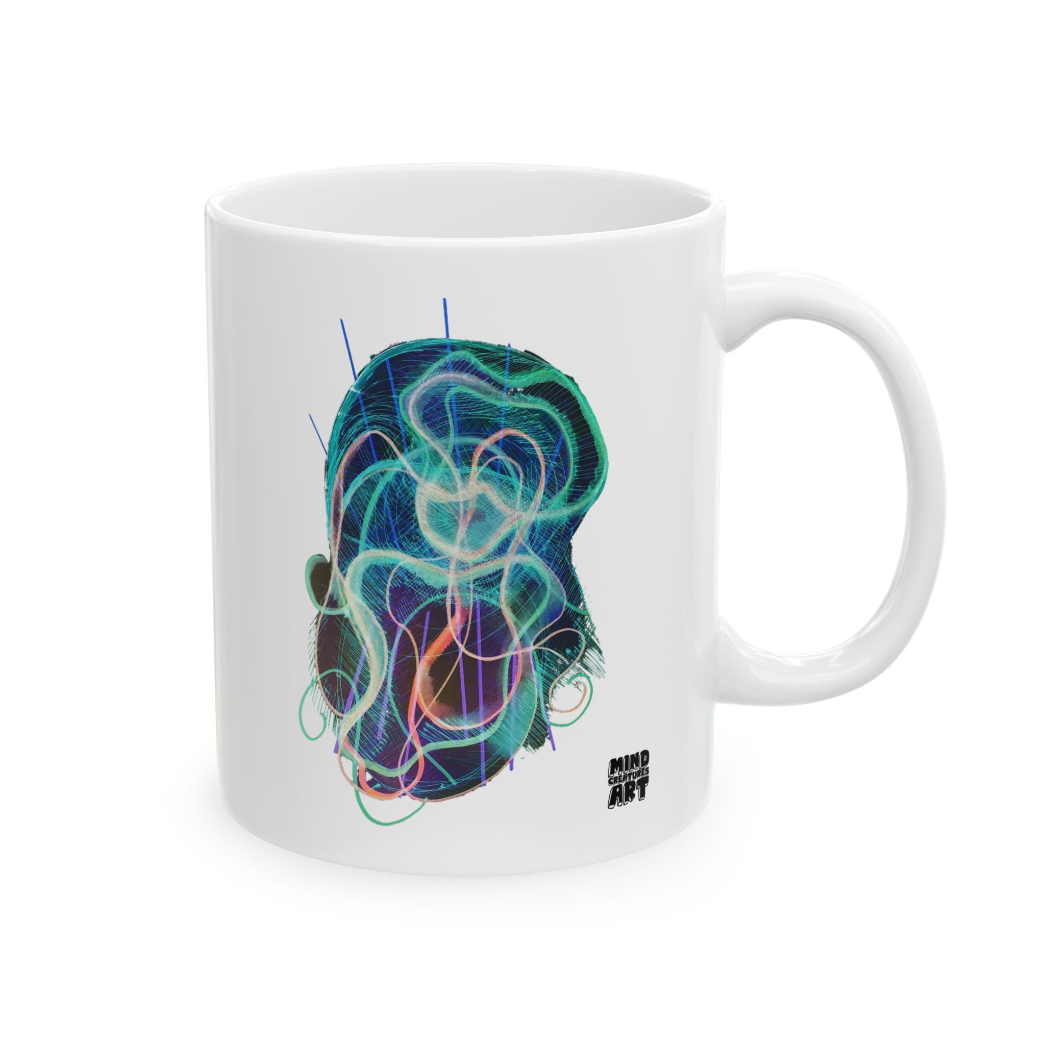 Davy Jones (Electric Teal) White Ceramic Mug, (11oz, 15oz)