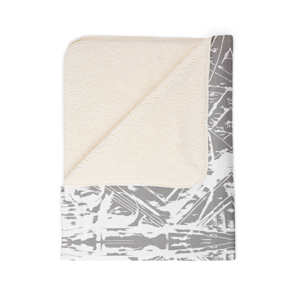 Love (White, Mirror, Gray Background) Fleece Sherpa Blanket