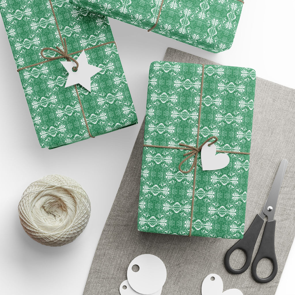 Love (White, Green Background) Heavy Wrapping Paper