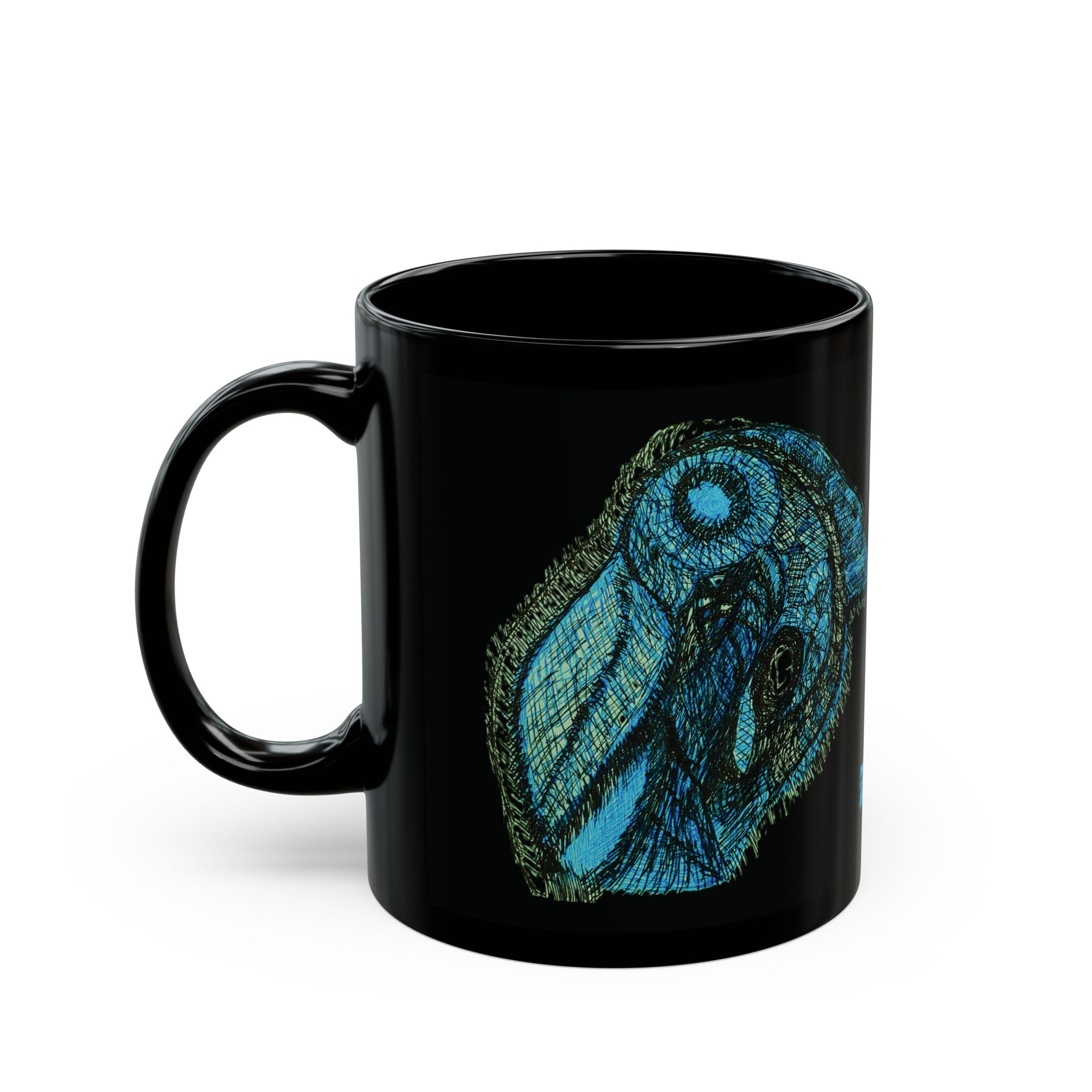 Who Are You? (Teal) Black Ceramic Mug (11oz, 15oz)