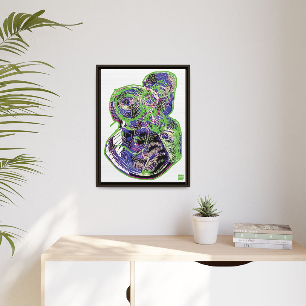 Curiosity (Electric Green, White Background) Matte Canvas, Framed