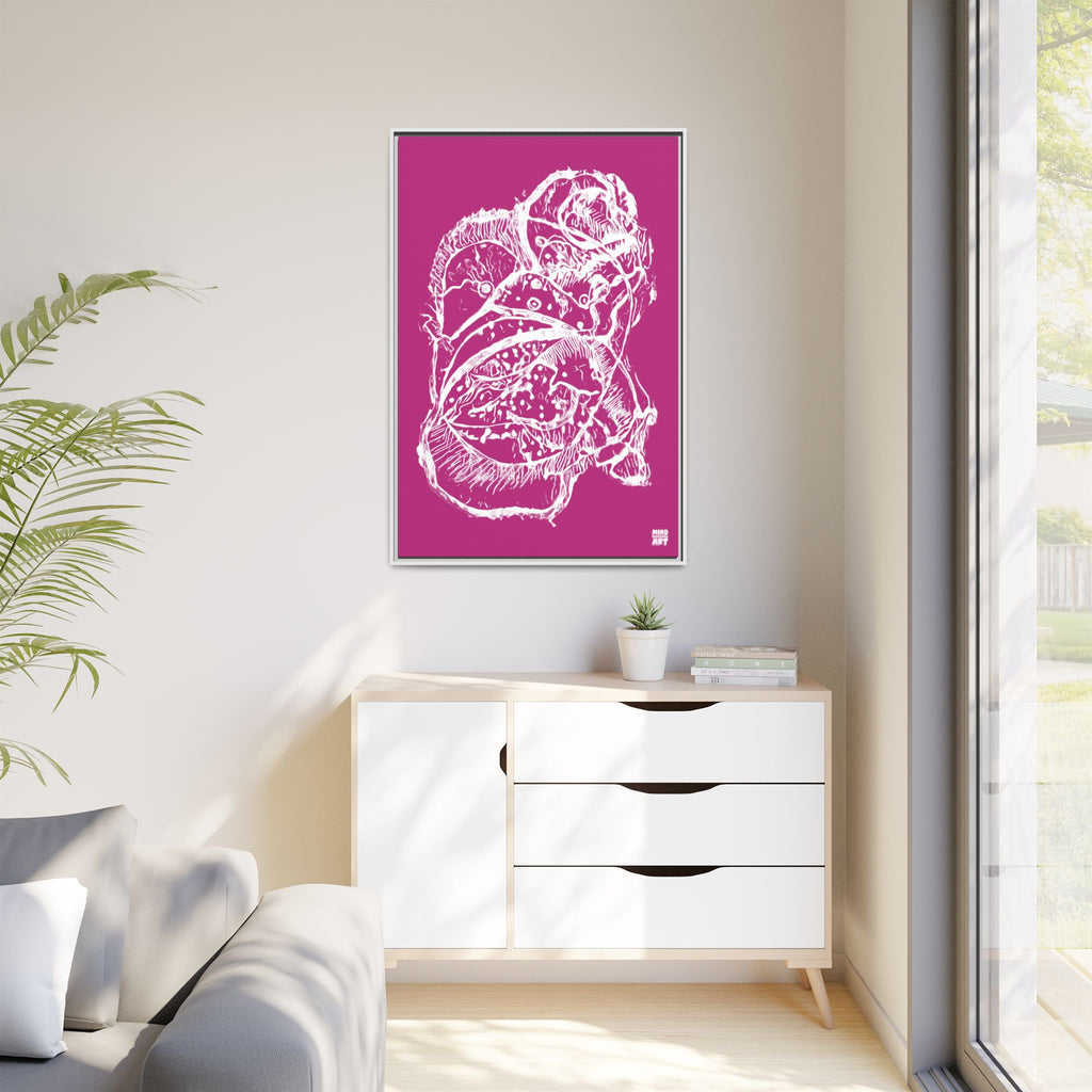 Exploration (White, Pink Background) Matte Canvas, Framed
