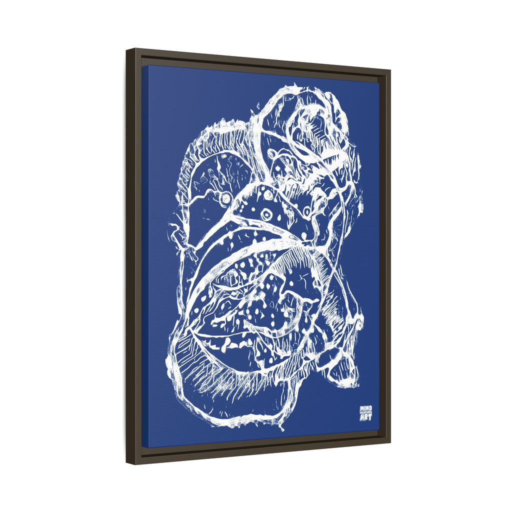 Exploration (White, Dark Blue Background) Matte Canvas, Framed
