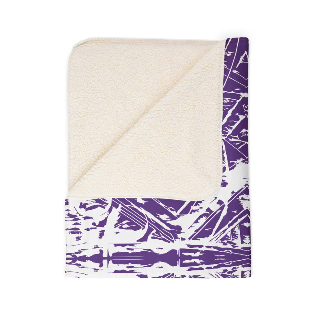 Love (White, Mirror, Purple Background) Fleece Sherpa Blanket