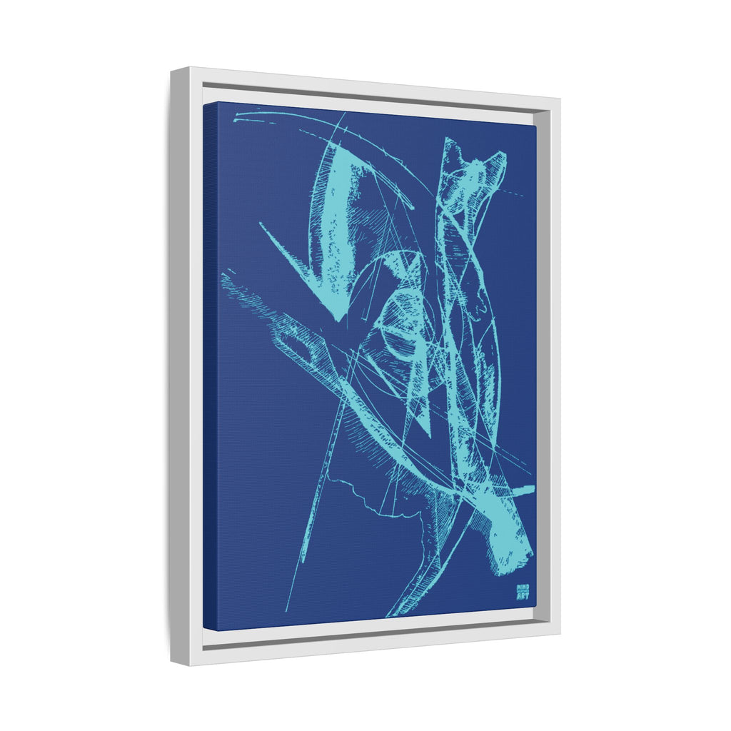 Watching (Aqua, Dark Blue Background) Matte Canvas, Framed